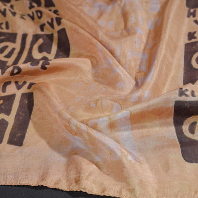 Brown - Handspun Block Art Print Mulberry Silk Bindaas Stole