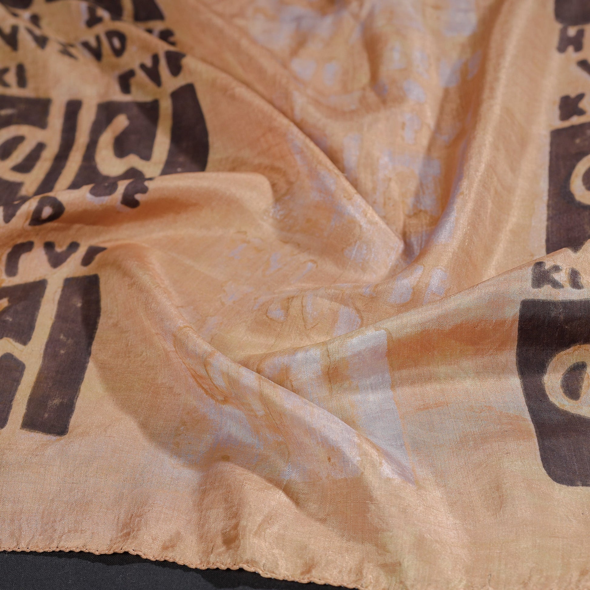 Brown - Handspun Block Art Print Mulberry Silk Bindaas Stole