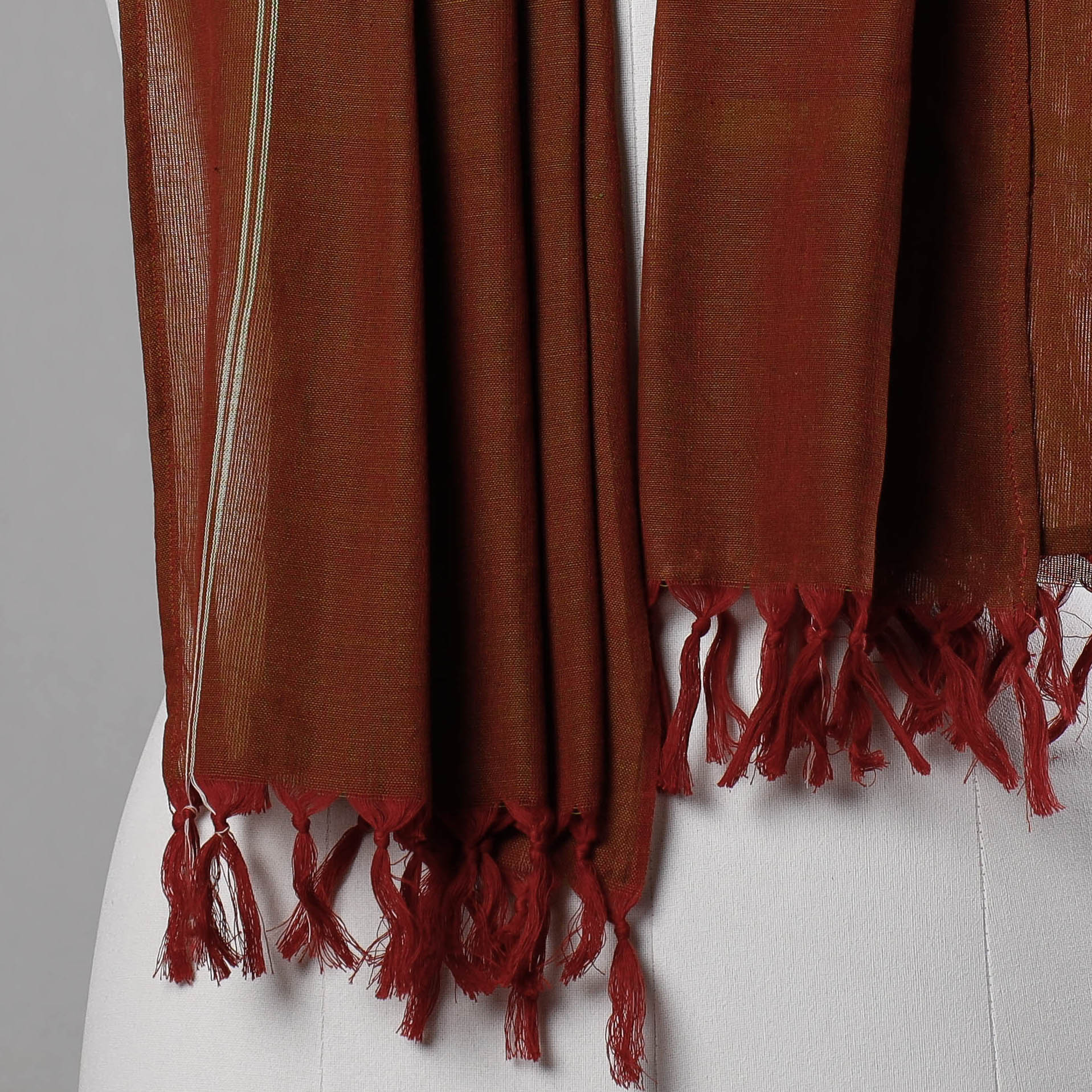 Brown - Handloom Cotton Pochampally Ikat Stole