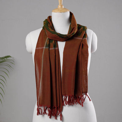 Brown - Handloom Cotton Pochampally Ikat Stole
