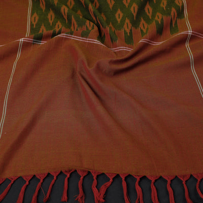 Brown - Handloom Cotton Pochampally Ikat Stole