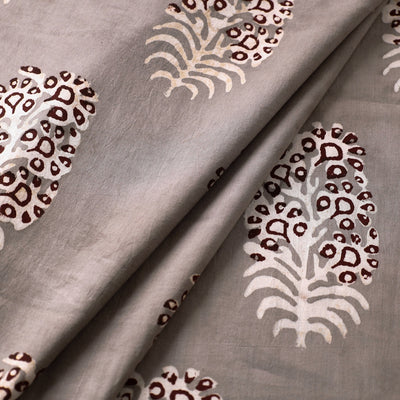 Grey - Nandana Hand Block Printed Cotton Fabric
