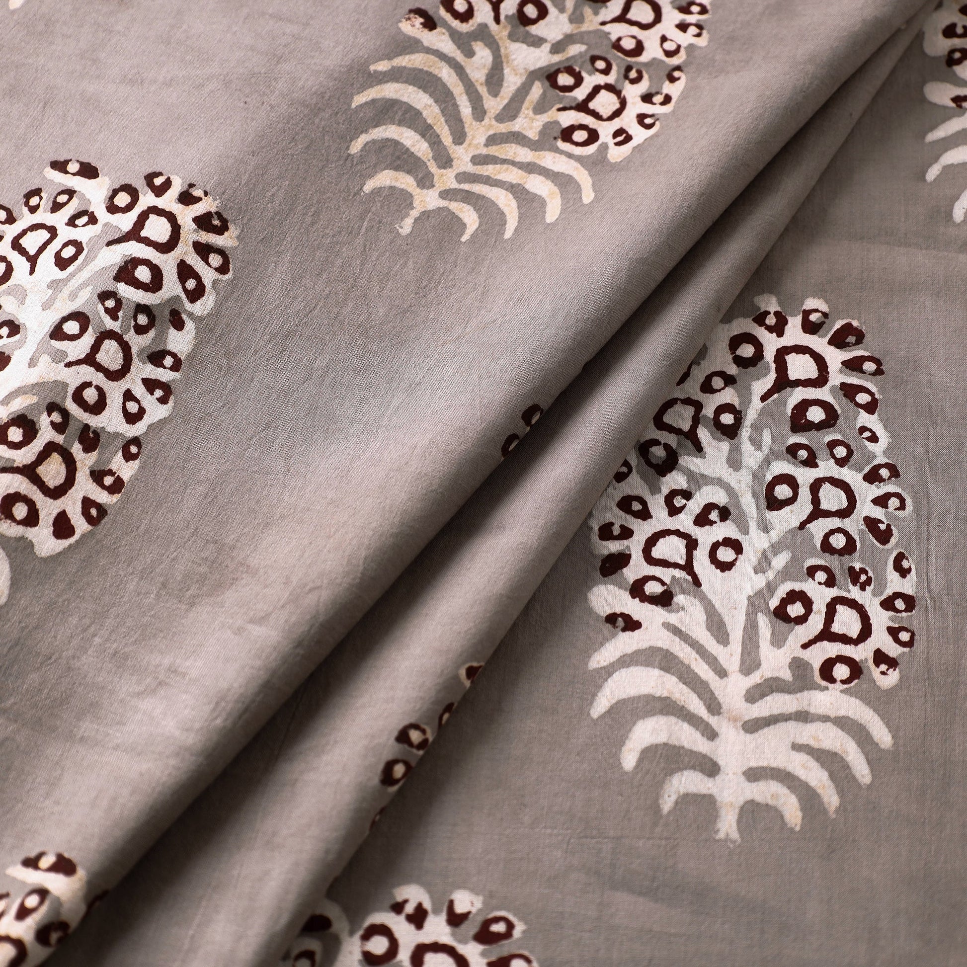 Grey - Nandana Hand Block Printed Cotton Fabric