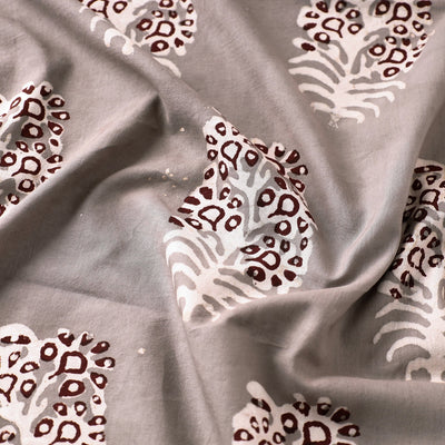 Grey - Nandana Hand Block Printed Cotton Fabric
