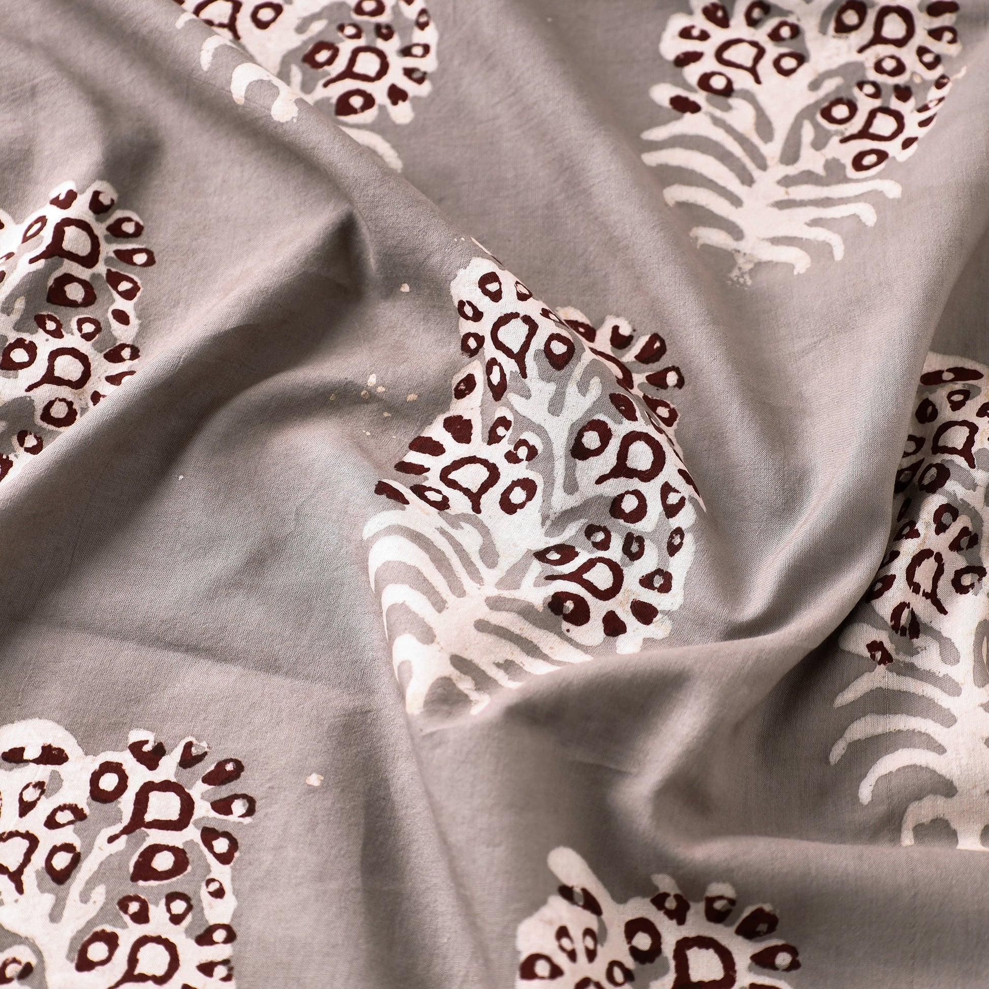 Grey - Nandana Hand Block Printed Cotton Fabric