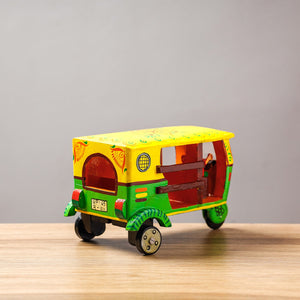 Auto Rickshaw - Banaras Handpainted Wooden Toy / Home Decor Item