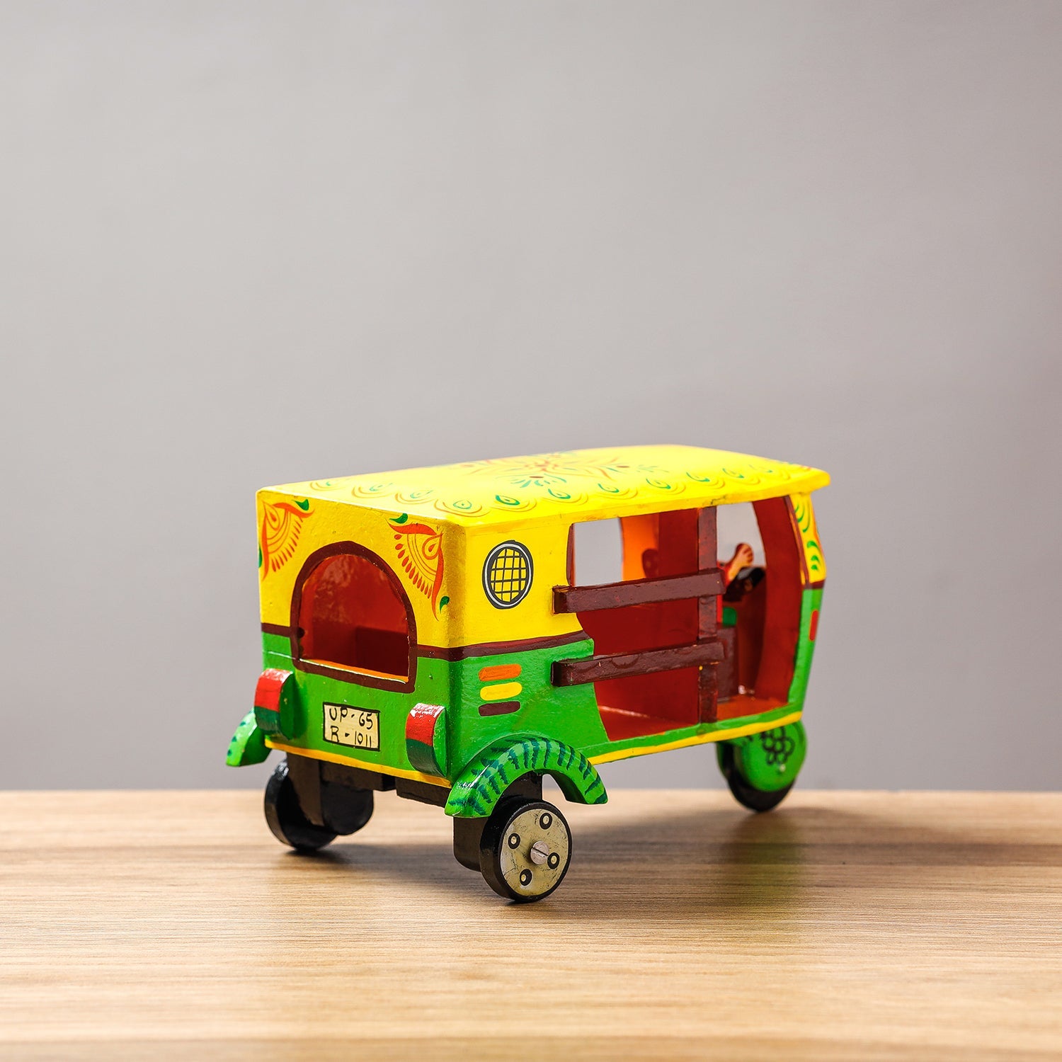 Auto Rickshaw - Banaras Handpainted Wooden Toy / Home Decor Item