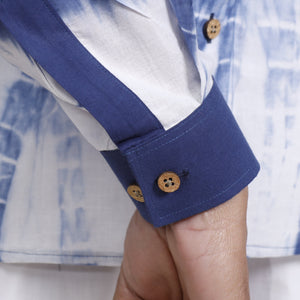Blue & White - Shibori Tie-Dye Cotton Men Full Sleeve Shirt