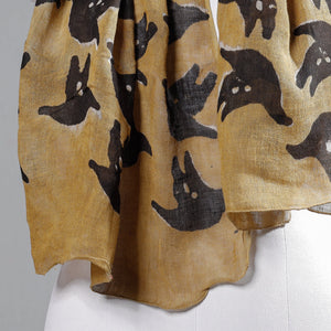 Brown - Block Art Print Linen Bindaas Stole