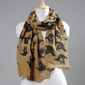 Brown - Block Art Print Linen Bindaas Stole