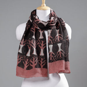 Black - Block Art Print Linen Bindaas Stole