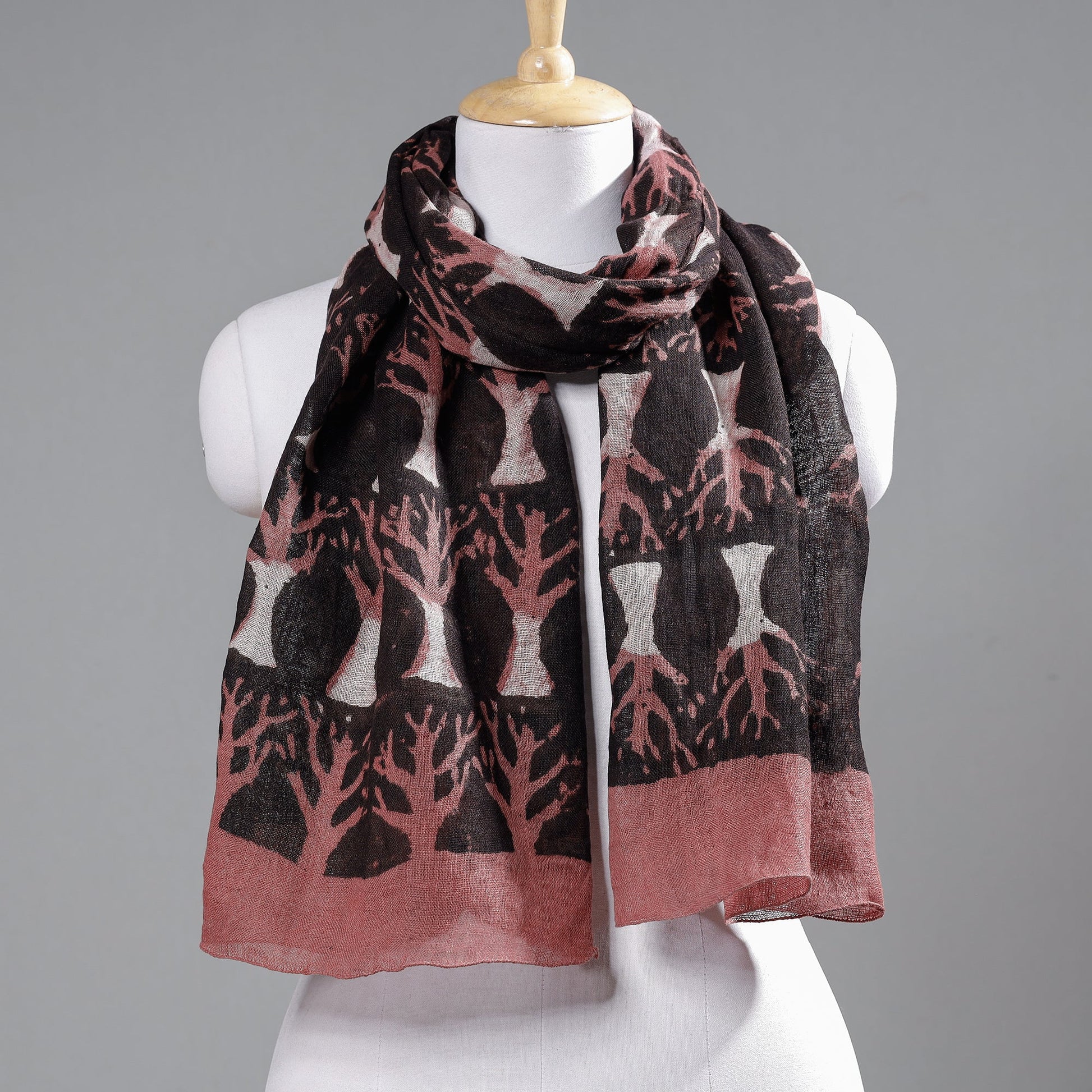 Black - Block Art Print Linen Bindaas Stole