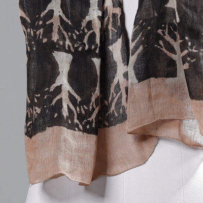 Black - Block Art Print Linen Bindaas Stole