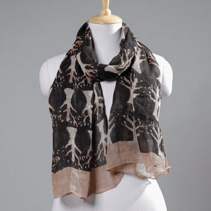Black - Block Art Print Linen Bindaas Stole