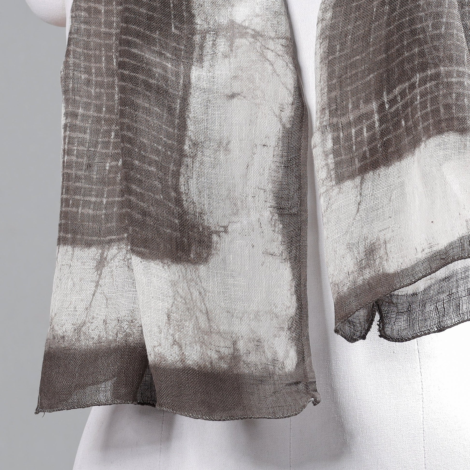 Brown - Block Art Print Linen Bindaas Stole