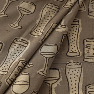 Brown - Bindaas Hand Block Print Cotton Natural Dyed Fabric