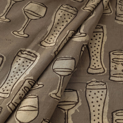 Brown - Bindaas Hand Block Print Cotton Natural Dyed Fabric