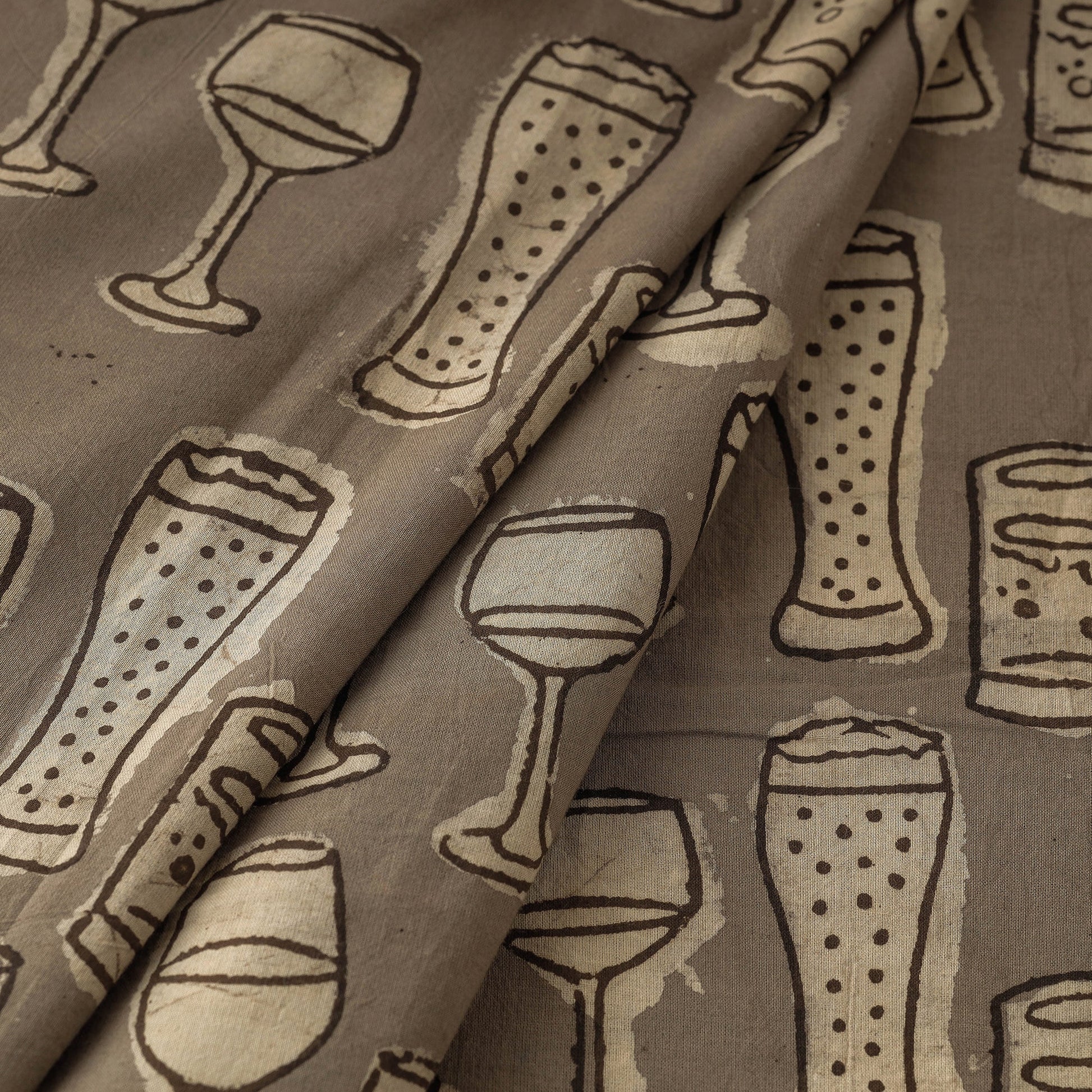 Brown - Bindaas Hand Block Print Cotton Natural Dyed Fabric