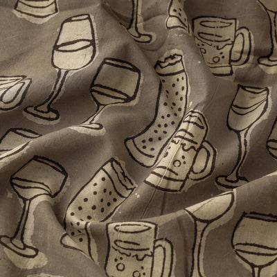 Brown - Bindaas Hand Block Print Cotton Natural Dyed Fabric