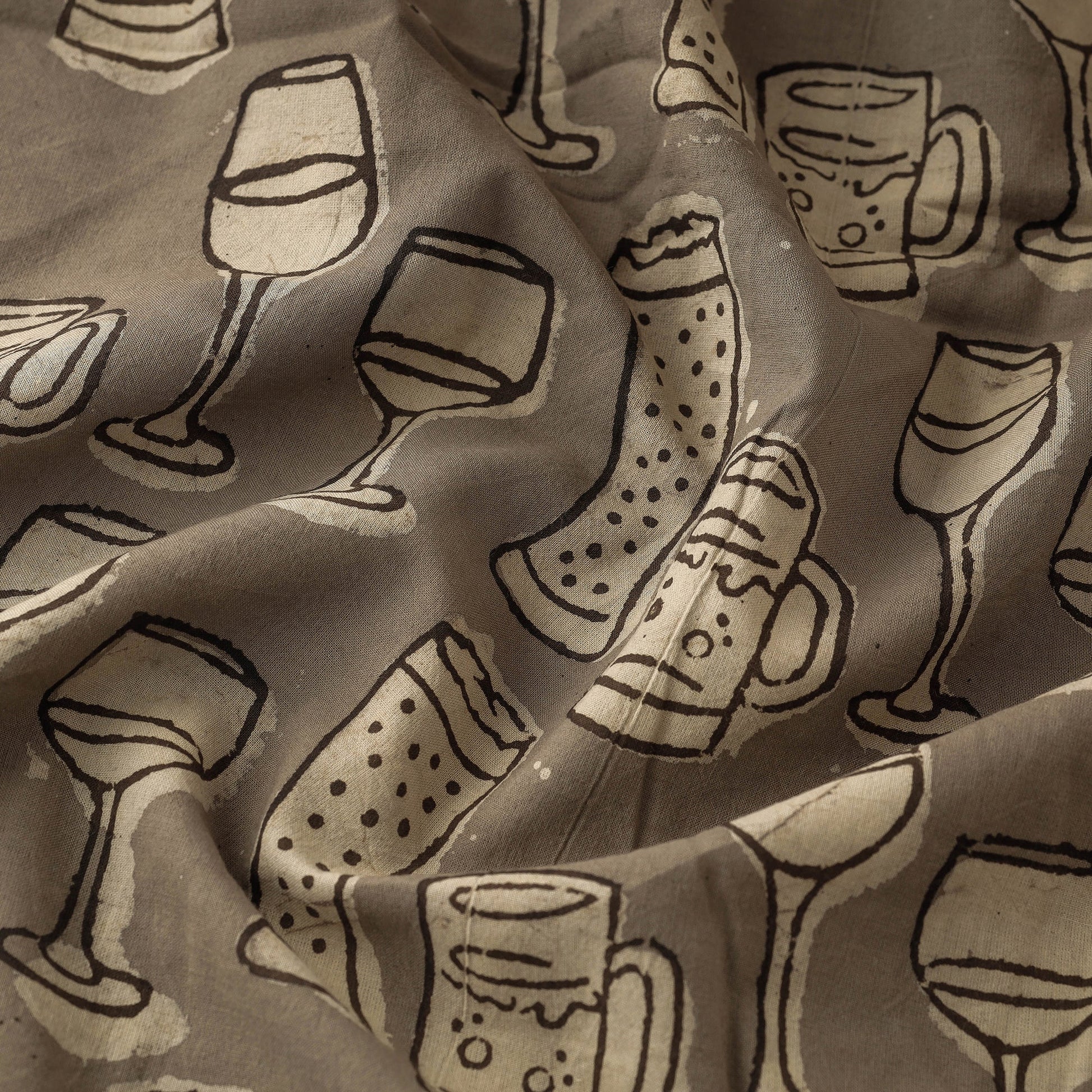 Brown - Bindaas Hand Block Print Cotton Natural Dyed Fabric