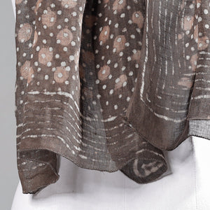 Brown - Block Art Print Linen Bindaas Stole