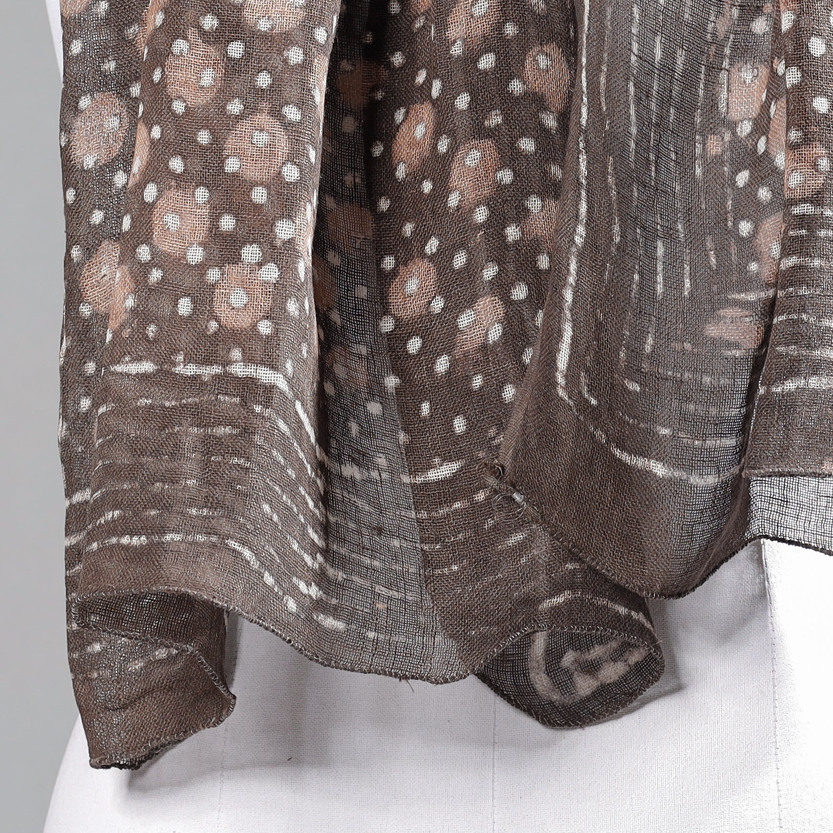 Brown - Block Art Print Linen Bindaas Stole