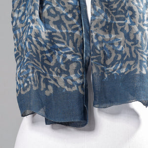 Blue - Block Art Print Linen Bindaas Stole