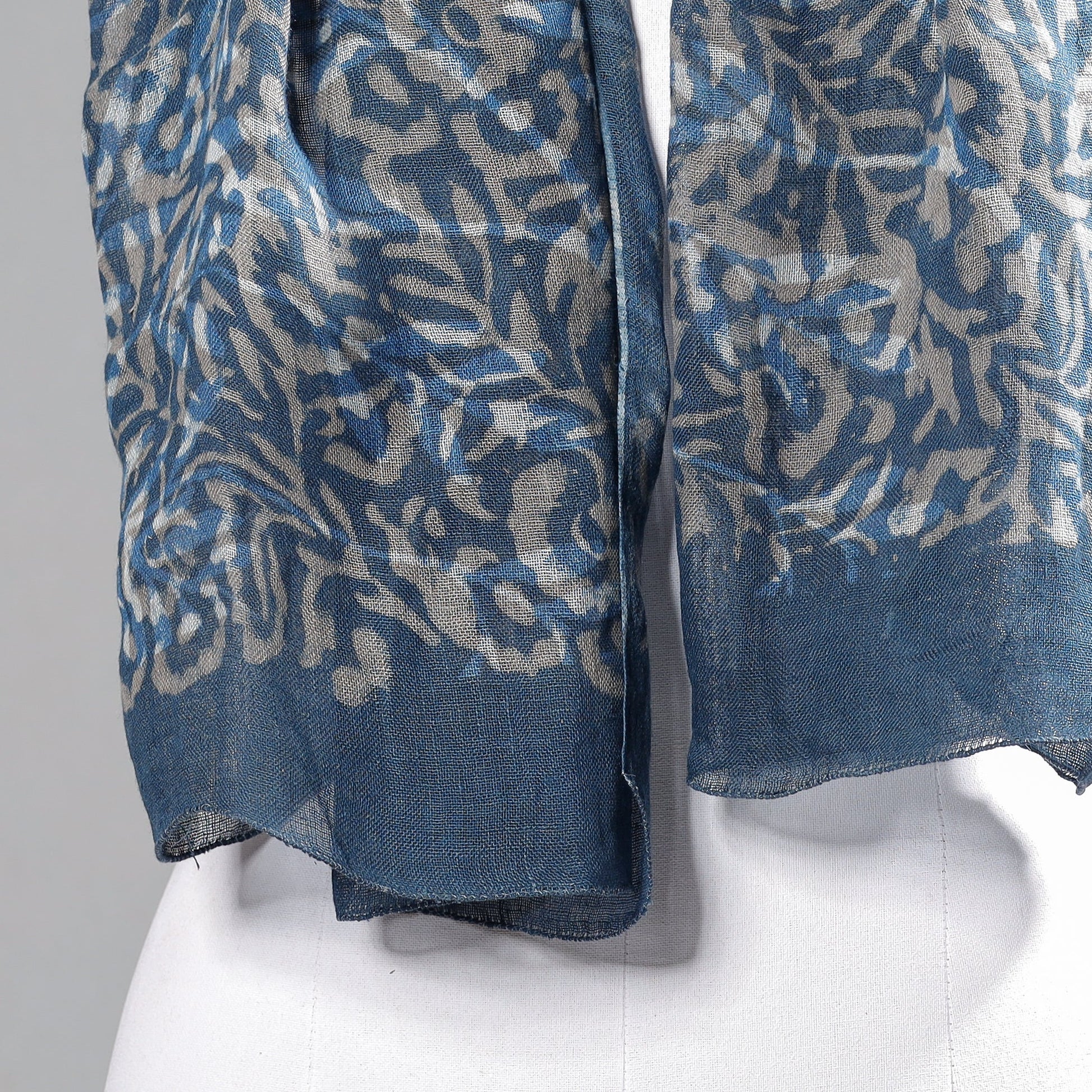Blue - Block Art Print Linen Bindaas Stole