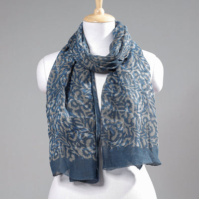 Blue - Block Art Print Linen Bindaas Stole