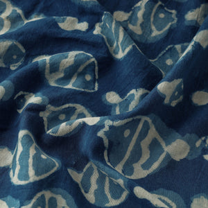 Blue - Bindaas Block Printed Natural Dyed Cotton Fabric