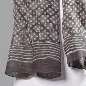 Brown - Block Art Print Linen Bindaas Stole