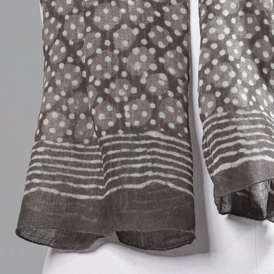 Brown - Block Art Print Linen Bindaas Stole
