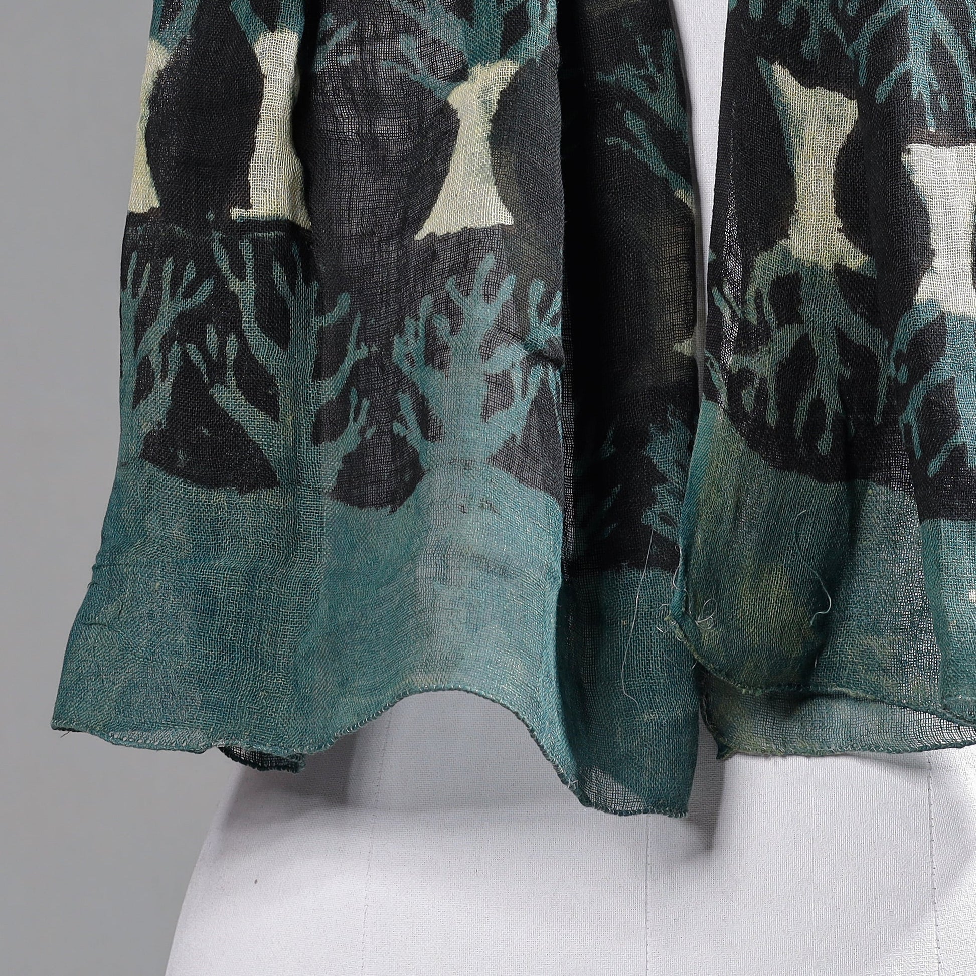 Black - Block Art Print Linen Bindaas Stole