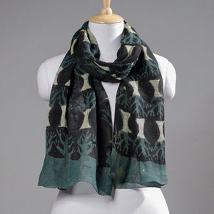 Black - Block Art Print Linen Bindaas Stole