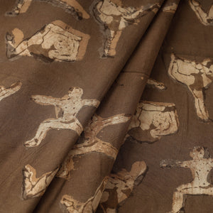 Brown - Bindaas Block Printed Cotton Natural Dyed Fabric