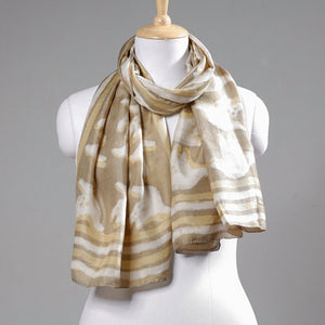 Beige - Handspun Block Art Print Mulberry Silk Bindaas Stole