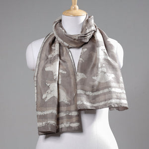 Brown - Handspun Block Art Print Mulberry Silk Bindaas Stole