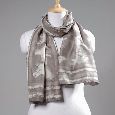 Brown - Handspun Block Art Print Mulberry Silk Bindaas Stole