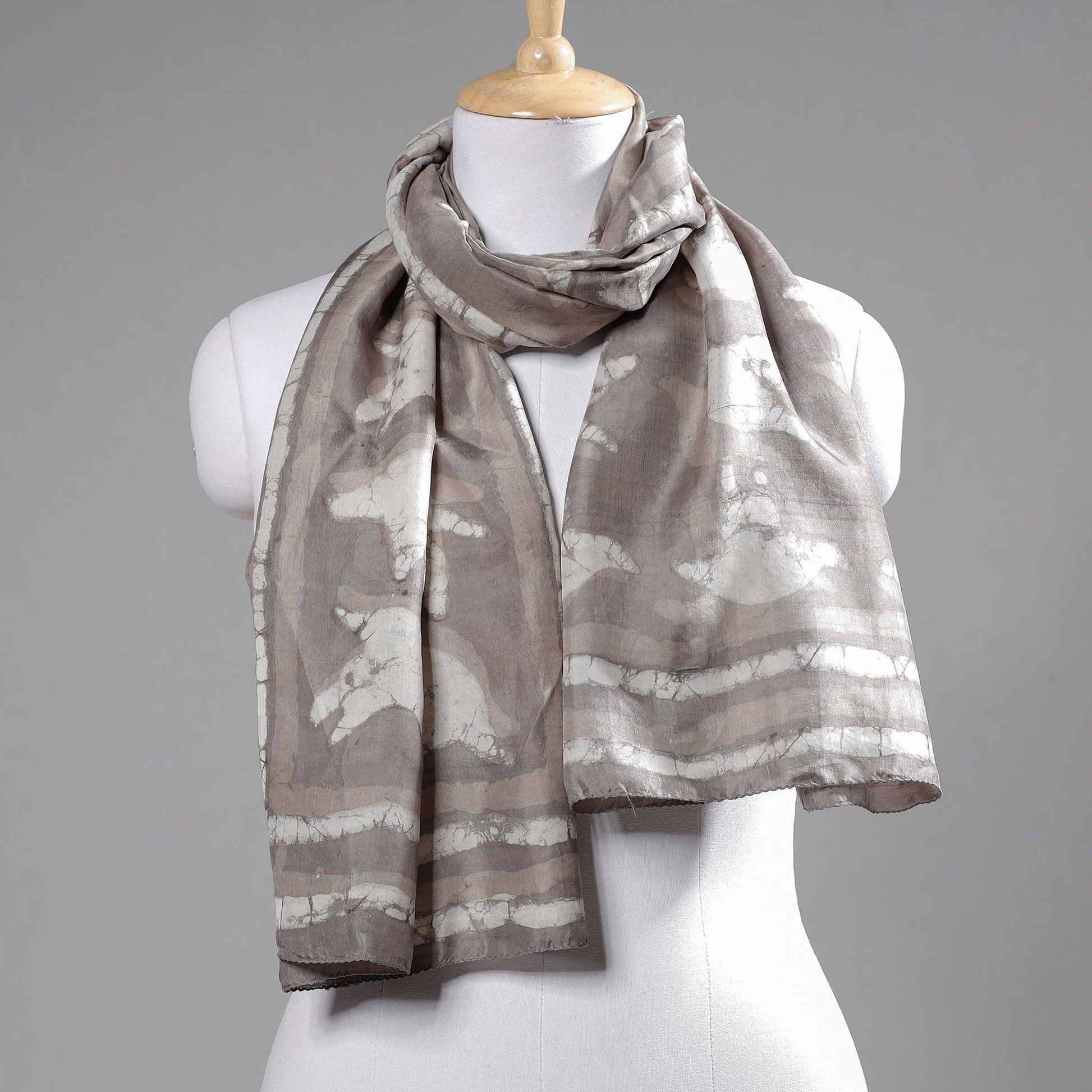 Brown - Handspun Block Art Print Mulberry Silk Bindaas Stole