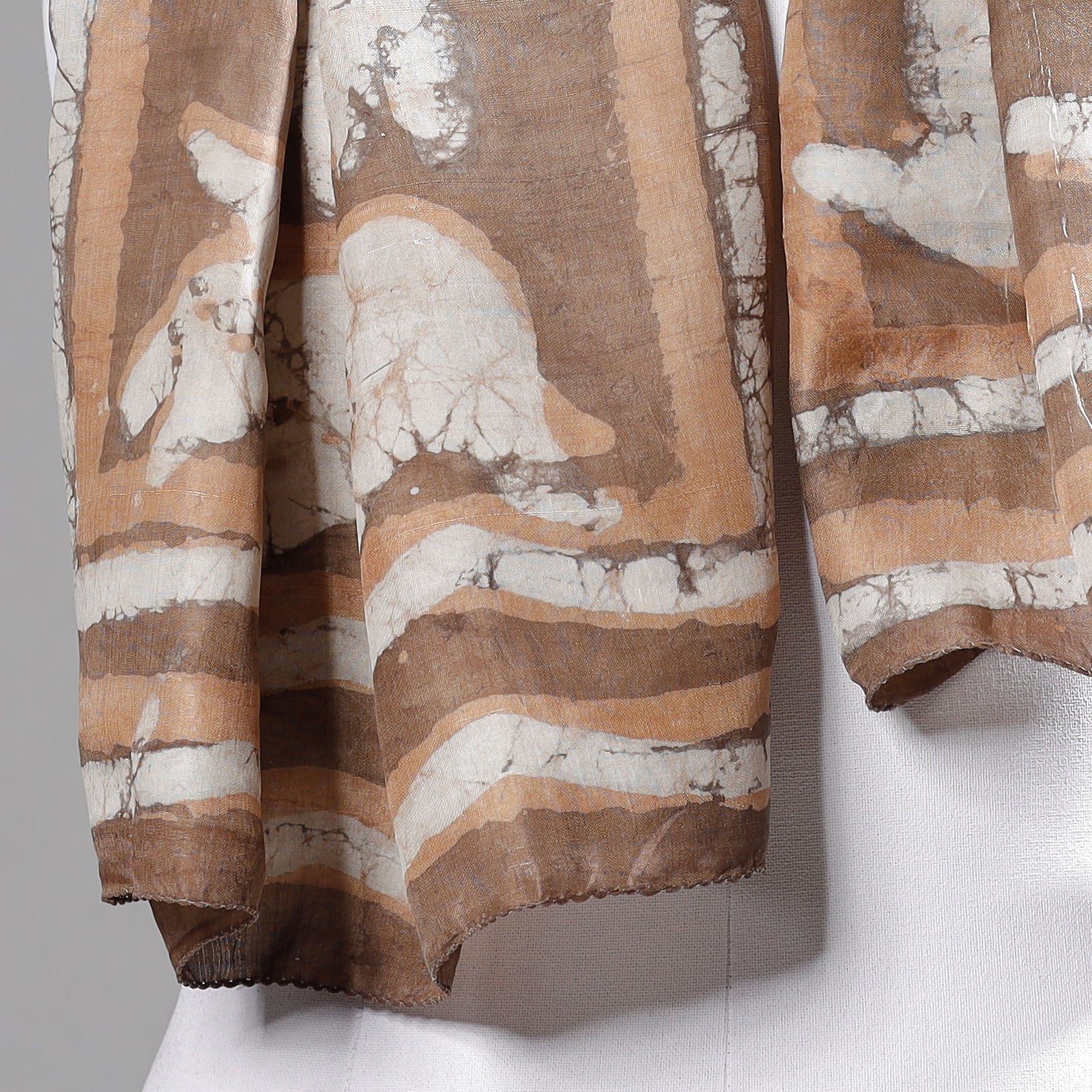 Brown - Handspun Block Art Print Mulberry Silk Bindaas Stole