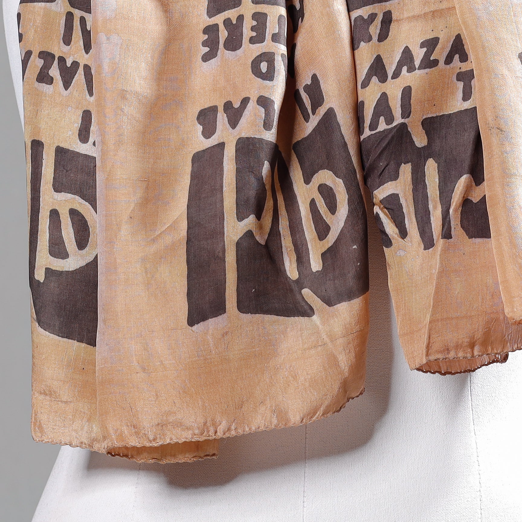 Brown - Handspun Block Art Print Mulberry Silk Bindaas Stole