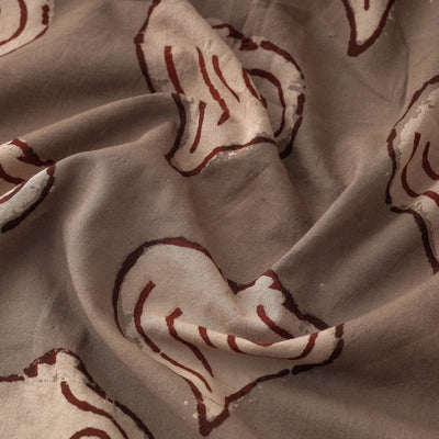 Brown - Bindaas Block Printed Natural Dyed Cotton Fabric