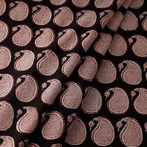 Black - Bagh Block Printed Natural Dyed Cotton Fabric