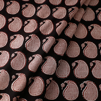 Black - Bagh Block Printed Natural Dyed Cotton Fabric