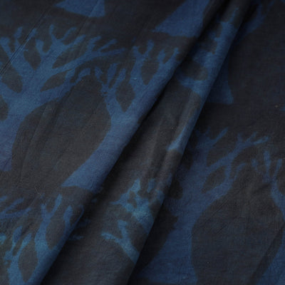 Blue - Bindaas Block Printed Cotton Natural Dyed Fabric