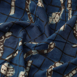 Blue - Bindaas Block Printed Cotton Natural Dyed Fabric
