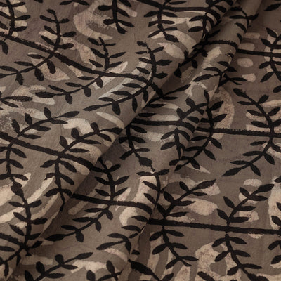 Brown - Bindaas Block Printed Cotton Natural Dyed Fabric