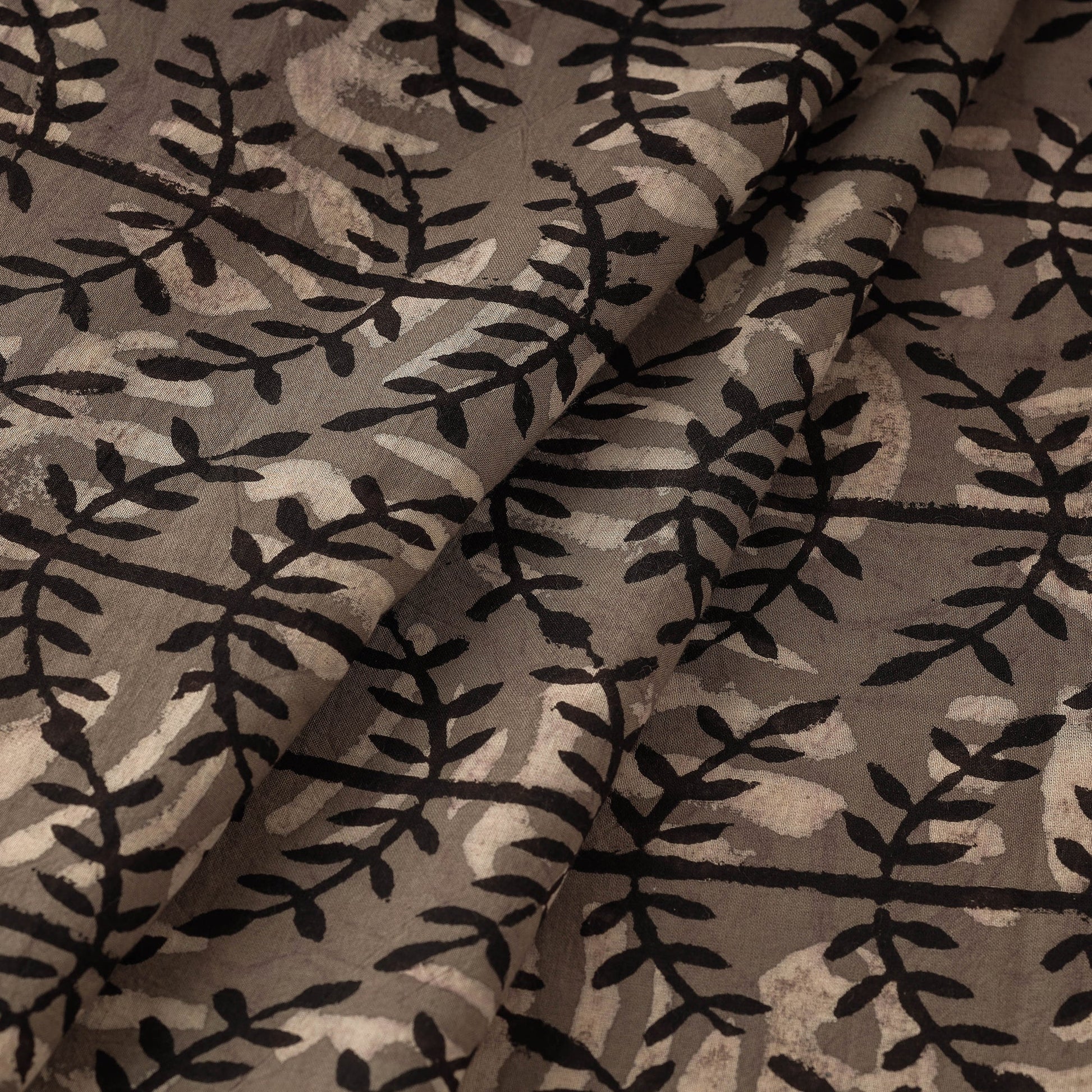 Brown - Bindaas Block Printed Cotton Natural Dyed Fabric