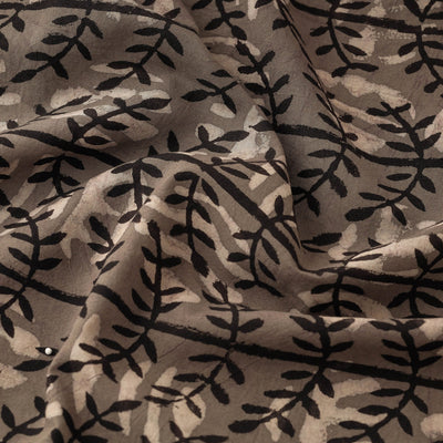 Brown - Bindaas Block Printed Cotton Natural Dyed Fabric
