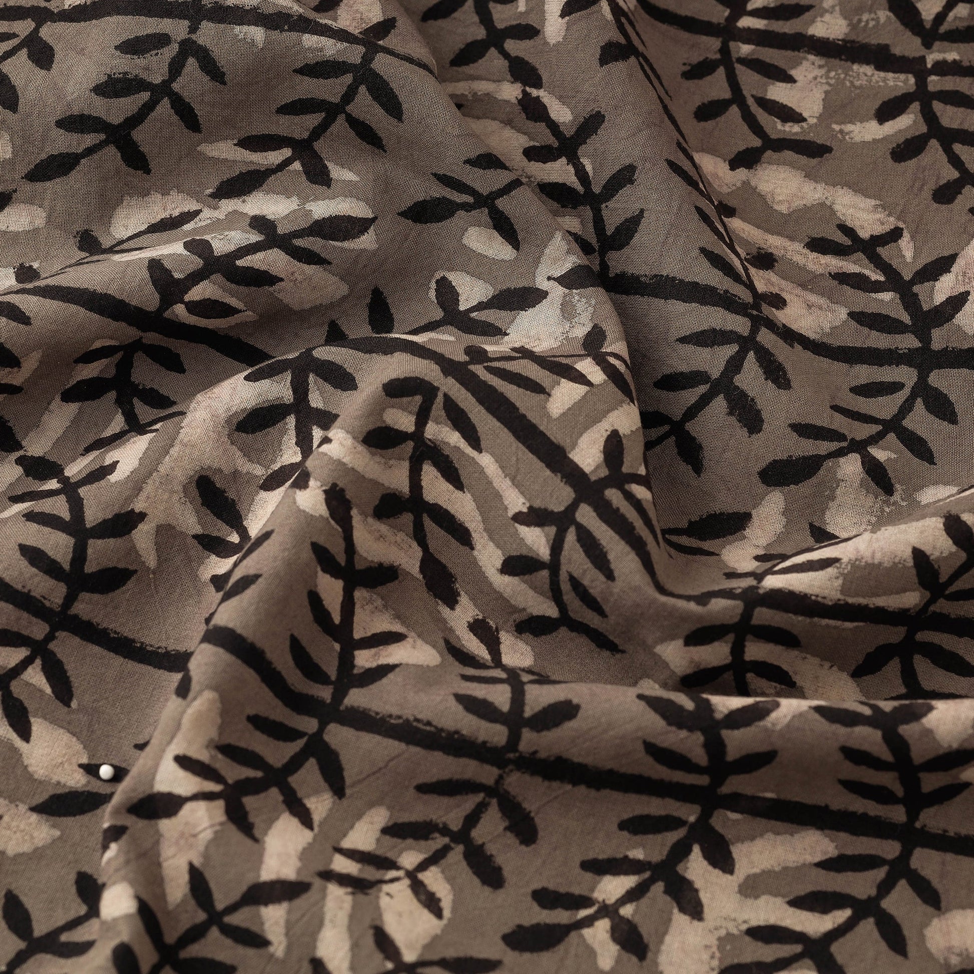 Brown - Bindaas Block Printed Cotton Natural Dyed Fabric